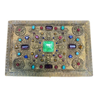 Late 1930's Made in Germany Semi-Precious Stone Embellished Jewlery Box For Sale