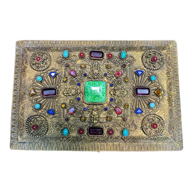 Late 1930's Made in Germany Semi-Precious Stone Embellished Jewlery Box For Sale