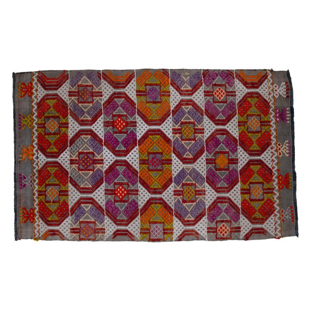 1960s Hand-Made Braided Turkish Kilim Rug Jajim Handwoven Wool Vintage Entryway Door Mat 2x3 Ft Approx For Sale - Image 5 of 12