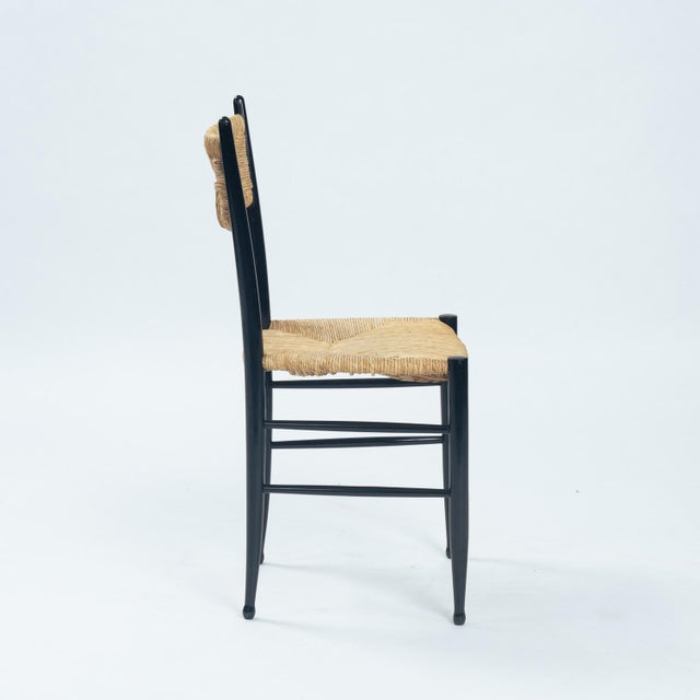 Wood Chiavari Straw Beech Chairs attributed to Guido Chiappe, 1970s, Set of 4 For Sale - Image 7 of 18