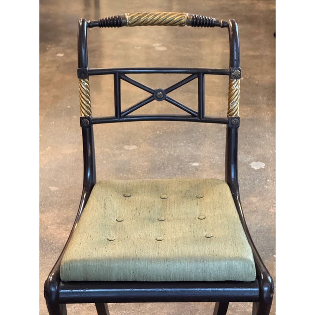 19th Century Set of Six 19th Century Black and Gilt X-Back Side Chairs For Sale - Image 5 of 10