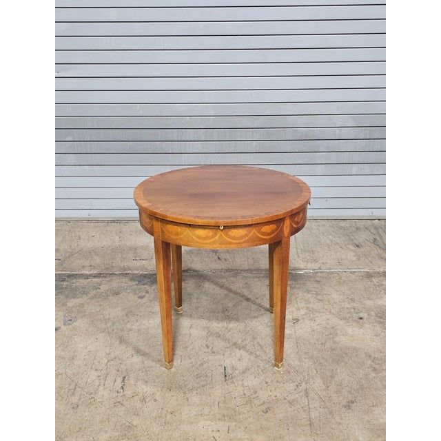 Late 20th Century Baker Federal Style Inlaid Mahogany Round Side Table For Sale - Image 13 of 16