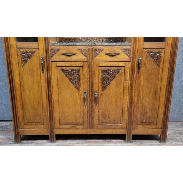 Antique Art Nouveau Oak Display Cabinet, 1890s For Sale - Image 6 of 9
