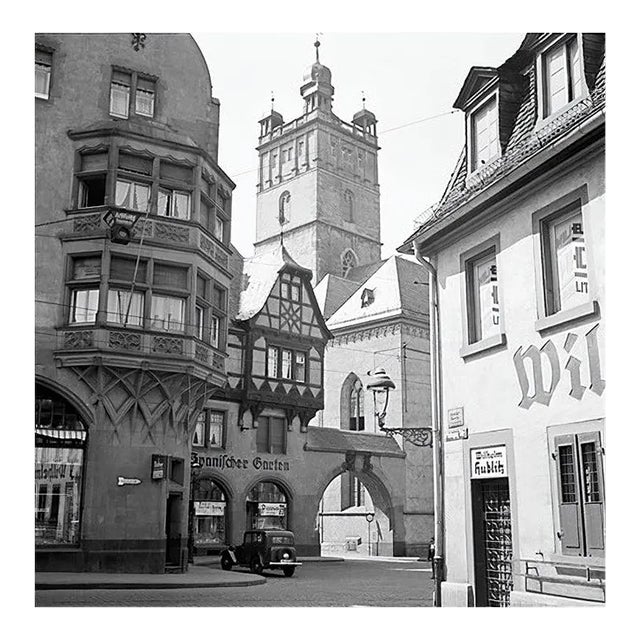 Street Scene Darmstadt View to Stadtkirche Church, Germany, 1938, Printed 2021 For Sale