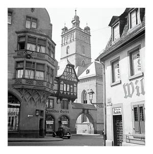 Street Scene Darmstadt View to Stadtkirche Church, Germany, 1938, Printed 2021