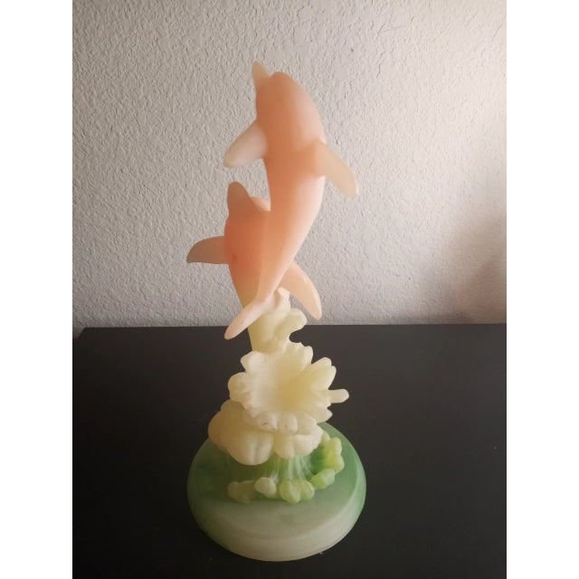 1970s Multicolor Soapstone Dolphins on Seawave Sculpture For Sale - Image 5 of 6