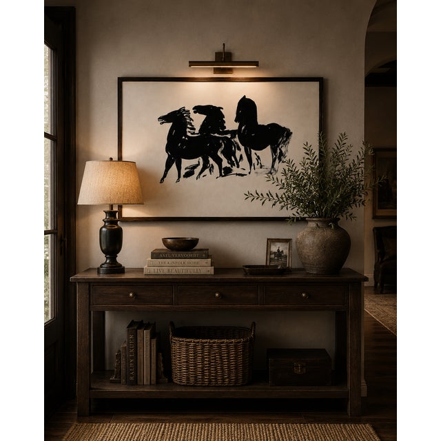 Not Yet Made - Made To Order Black Horses Art Print, Vintage Equine Drawing Reproduction, 60" X 40" For Sale - Image 5 of 8