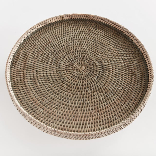 Farmhouse Burma Rattan Serving Stand For Sale - Image 3 of 4