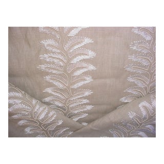 Brunschwig Fils Bradbourne Stone Embroidered Leaves Upholstery Fabric - 2 Yards For Sale