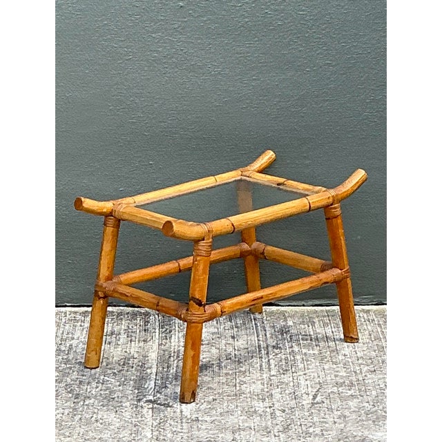 Vintage Pagoda Rattan Low Drinks Table For Sale In West Palm - Image 6 of 12
