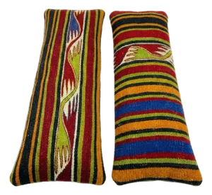 Striped Kilim Lumbar Pillow Cover 8'' X 20'' & 16'' X 17'' - Set of Two
