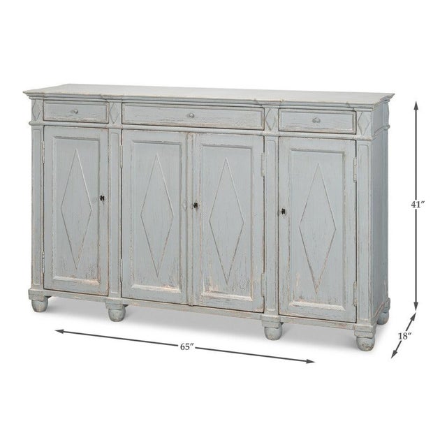 French Provincial Sideboard with a Distressed Blue-Grey Finish For Sale - Image 11 of 11