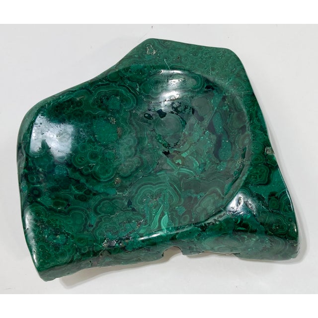 Boho Chic Vintage Genuine Malachite Stone Catchall Dish For Sale - Image 3 of 8