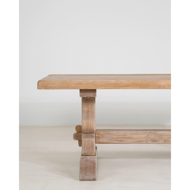 Wood Oak Trestle Dining Table For Sale - Image 7 of 15