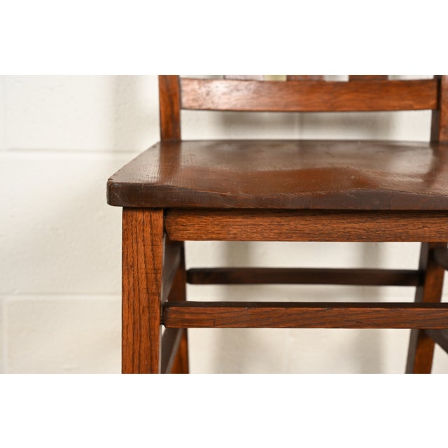 Limbert Style Antique Mission Oak Arts & Crafts Side Chairs or Dining Chairs, Pair For Sale - Image 9 of 14