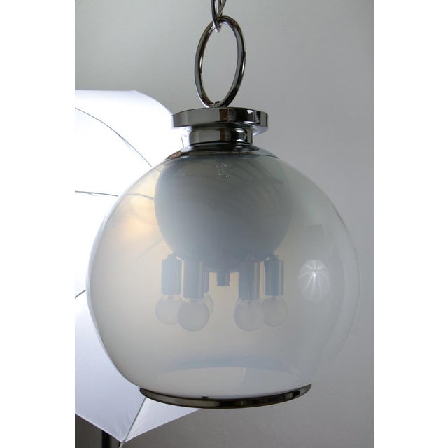 AVMazzega Mid-Century Italian Space Age Pendant Lamp in Glass and Steel from Mazzega, 1970s For Sale - Image 4 of 14