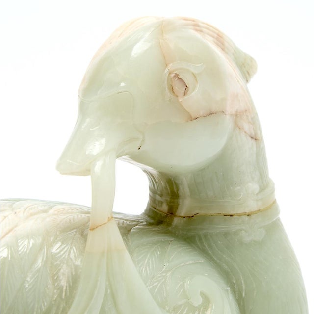 Asian Style Early 20th Century Substantial Large Chinese Celadon Jade Mandarin Duck Figure, Republic Period For Sale - Image 4 of 15