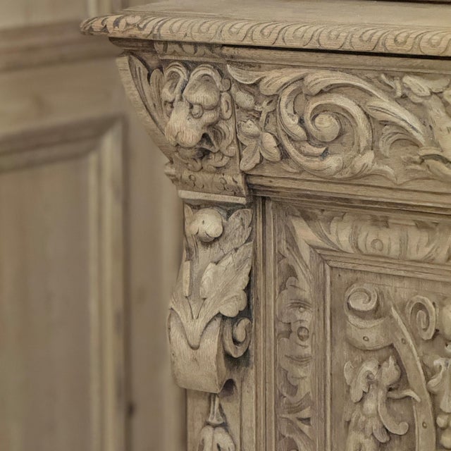 19th Century French Renaissance Revival Carved Bookcase in Stripped Oak For Sale - Image 14 of 18