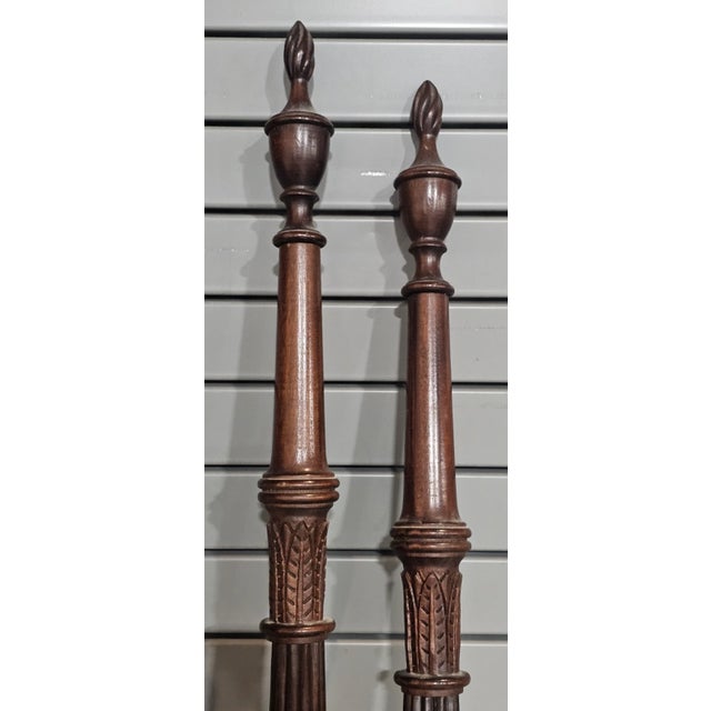 Mid 20th Century Mahogany Rice Carved King Size Four Posts Bed Frame For Sale - Image 5 of 8