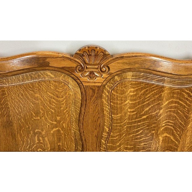 Vintage French Louis XVI Style Oak Single Bed Frame with Carved Headboard For Sale - Image 9 of 13