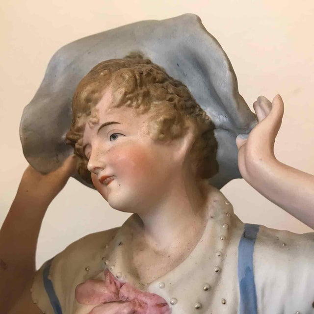 Vintage Biscuit Porcelain Sculptures, 1950s, Set of 2 For Sale - Image 4 of 11