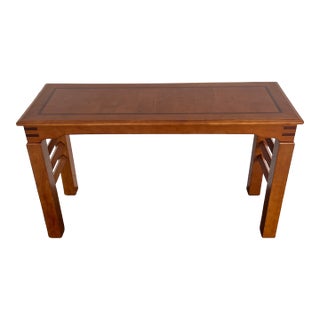 1990s Mixed Wood Console Table With Inlay Top For Sale