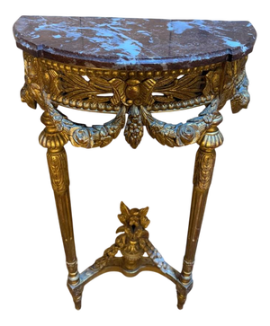 Louis XVI Style Console in Gilded and Carved Wood