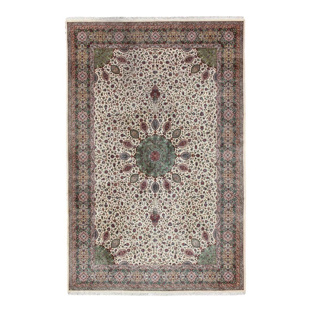 Large Vintage Persian Fine Tabriz Rug With Floral Medallion Design 13 X 19'9 For Sale