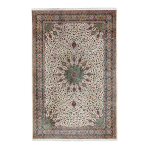 Large Vintage Persian Fine Tabriz Rug With Floral Medallion Design 13 X 19'9