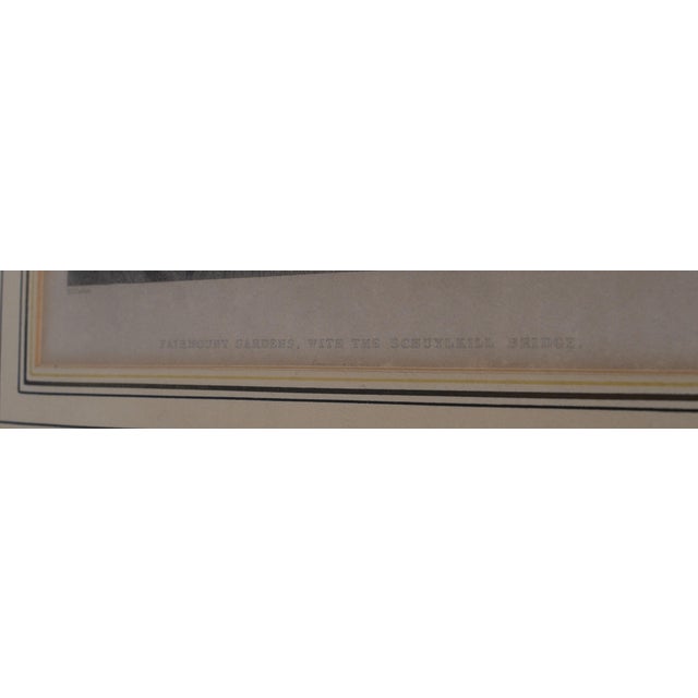 Fairmount Garden Philadelphia Vintage Framed Engraving For Sale - Image 4 of 7