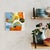 Blue Lee Cox "Streetside Boquets" Acrylic on Canvas, Small Framed Abstract Collage Painting in Blue, 2025 For Sale - Image 8 of 8