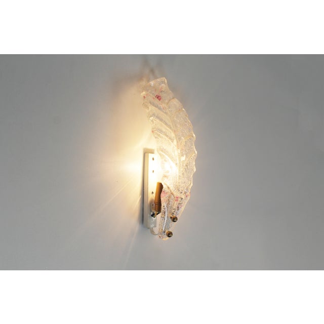 Metal Italian Foglio Wall Lamps in Murano Glass, 1980s, Set of 2 For Sale - Image 7 of 8
