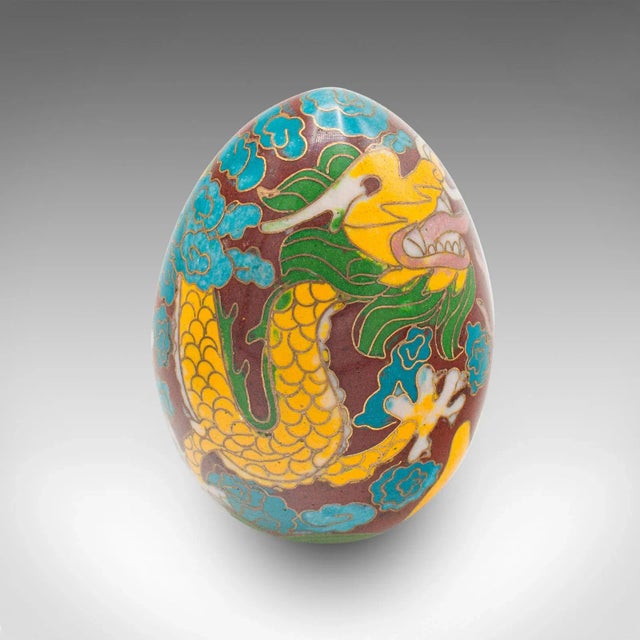 1970s Small Vintage Chinese Cloisonne Decorative Egg For Sale - Image 10 of 12