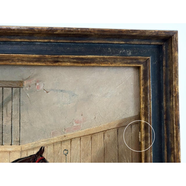 1895 "Portrait of a Bay Hunter" Antique Horse Painting Oil on Canvas by Henry Frederick Lucas Lucas For Sale - Image 10 of 12