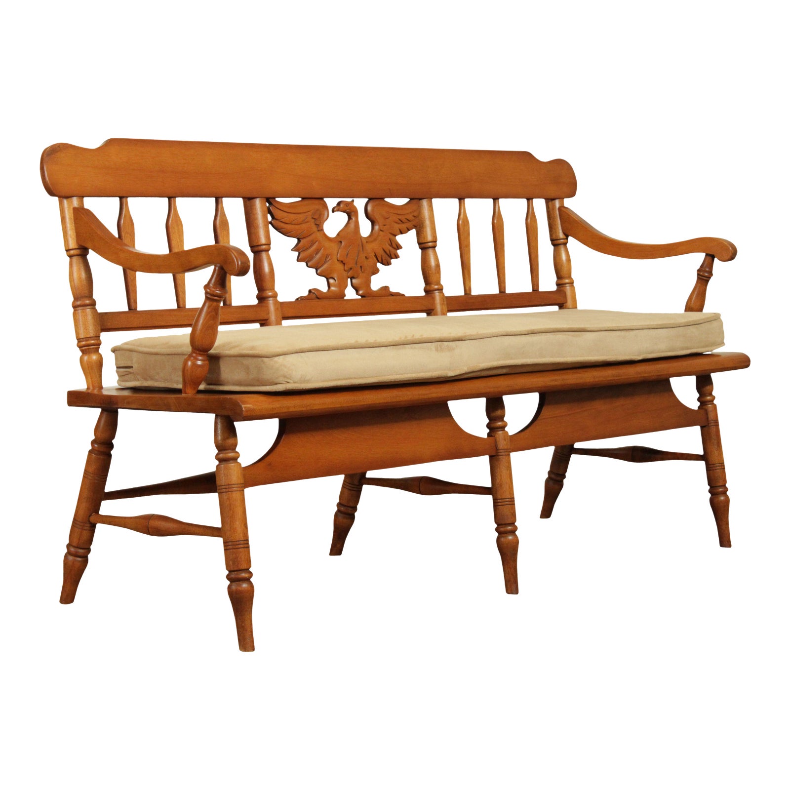 Cushman Colonial Vintage Eagle Carved Maple Bench Chairish