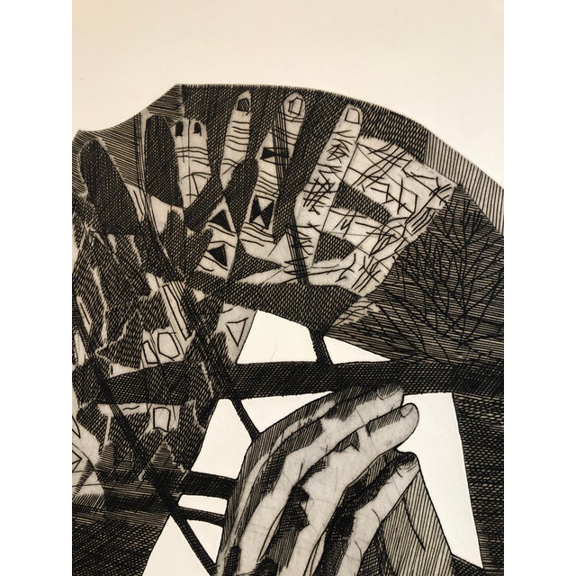 Black Henri Georges Adams, Surrealist Carborundum Etching, Homage a Rodin, c.1960 For Sale - Image 8 of 11