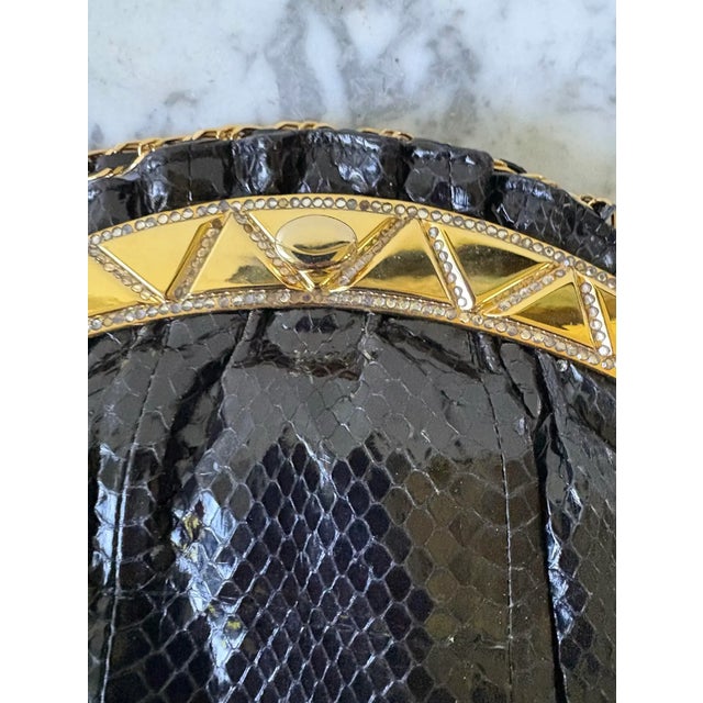 1980s Snakeskin and Gold Tone Shoulderbag For Sale - Image 4 of 8