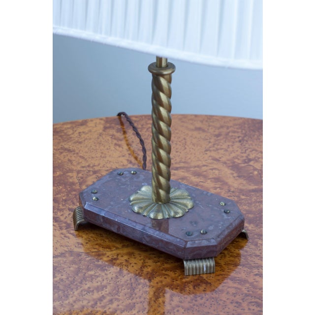 1940s Swedish Marble and Brass Table Lamp, 1940s For Sale - Image 5 of 14