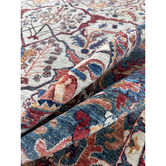 Textile Ivory Blue Persian Bakhshaish Design Hand-Knotted Rug, 09'00 X 11'08 For Sale - Image 7 of 10