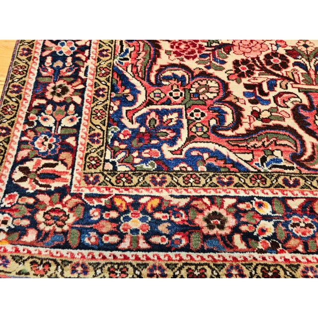 Vintage Persian Malayer Rug, Hand-Knotted Wool, Floral Pattern, 5x7, Ivory & Navy For Sale In Chicago - Image 6 of 18
