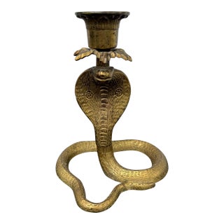 Cobra Snake Brass Tone Candle Holder For Sale