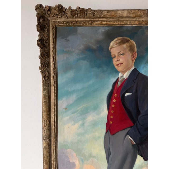 1930s 1937 Emilie Antoine Verpilleux (Belgian / British, 1888–1964) Oil Portrait on Canvas Painting– Ornate Gilt Frame For Sale - Image 5 of 12