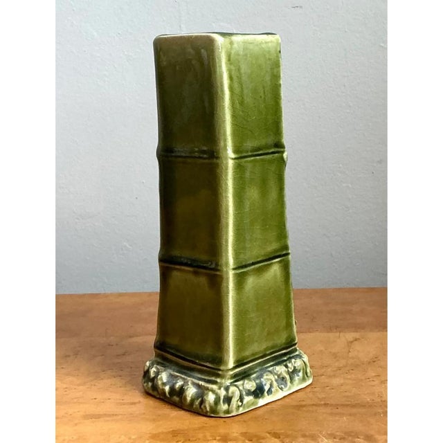 Vintage Bamboo Motif Ceramic Vase For Sale In West Palm - Image 6 of 12