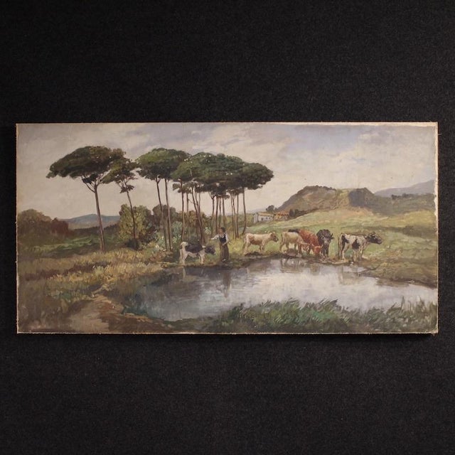 Giron, Bucolic Landscape, 20th Century, Oil Painting on Canvas For Sale - Image 16 of 16