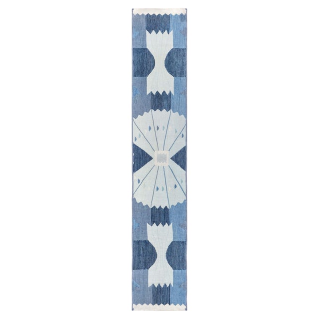 Modern Swedish Flat-Weave Wool Fragment Runner by Doris Leslie Blau For Sale