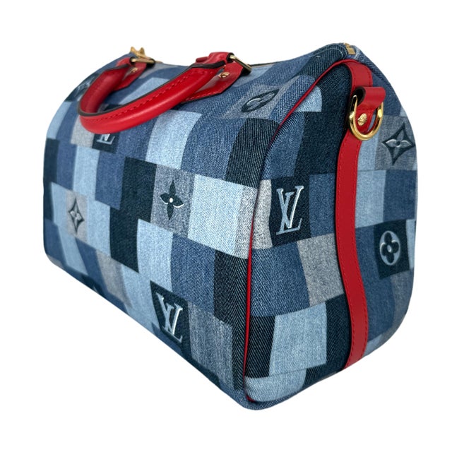 Louis Vuitton Limited Edition Denim Patchwork Bandoulière Speedy Damier 30, 2019. The iconic speedy was first introduced...