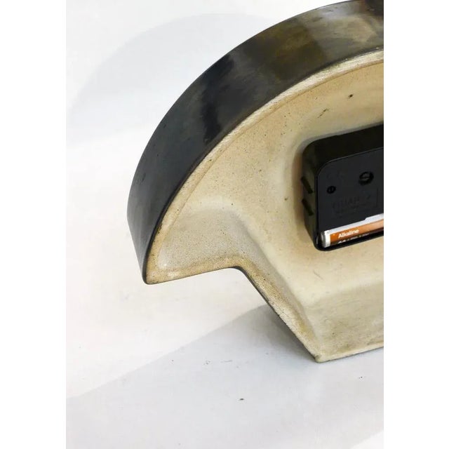 Black Small Mid-Century Clock in Silver Black Earthenware, 1940s For Sale - Image 8 of 12