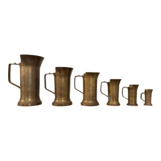 Vintage Set of 6 Brass Measuring Cups For Sale