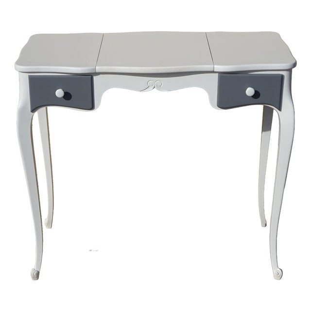 Small White and Gray Dressing Table For Sale