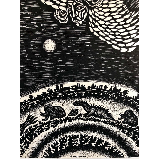 Modern Michail Grobman, Large Post Soviet Non Conformist Russian Israeli Angel Lithograph Print For Sale - Image 3 of 6